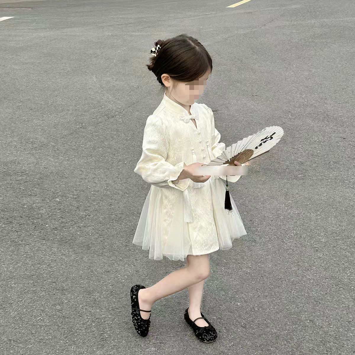 兮绯推荐6610女童春季网纱流苏旗袍连衣裙新款新中式童装中国风裙