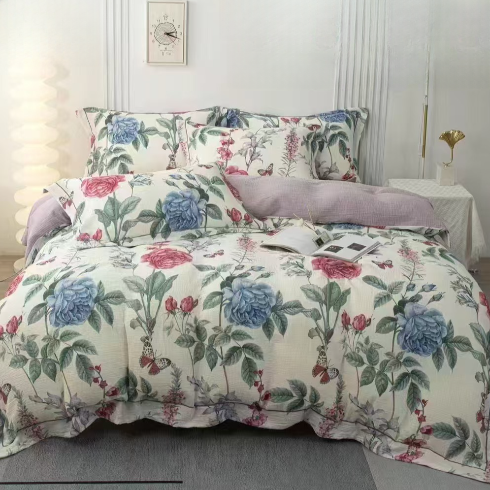 小傅纯棉床品定制-A类母婴级高端纯棉全棉双层皱皱纱-花卉系列
