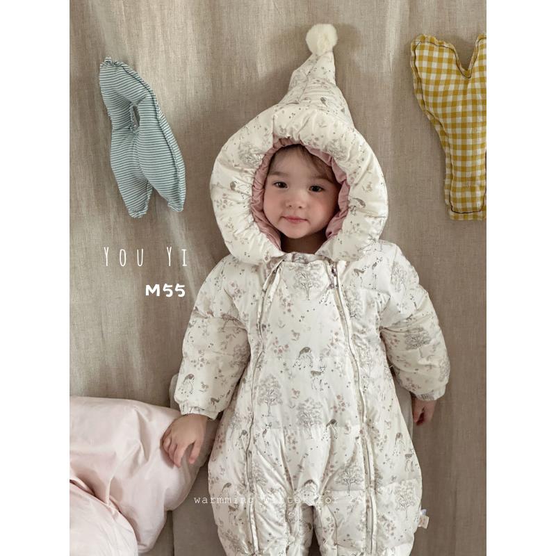 连帽保暖白鸭绒双拉链森林小鹿清新公主羽绒服羽绒服婴幼儿2455