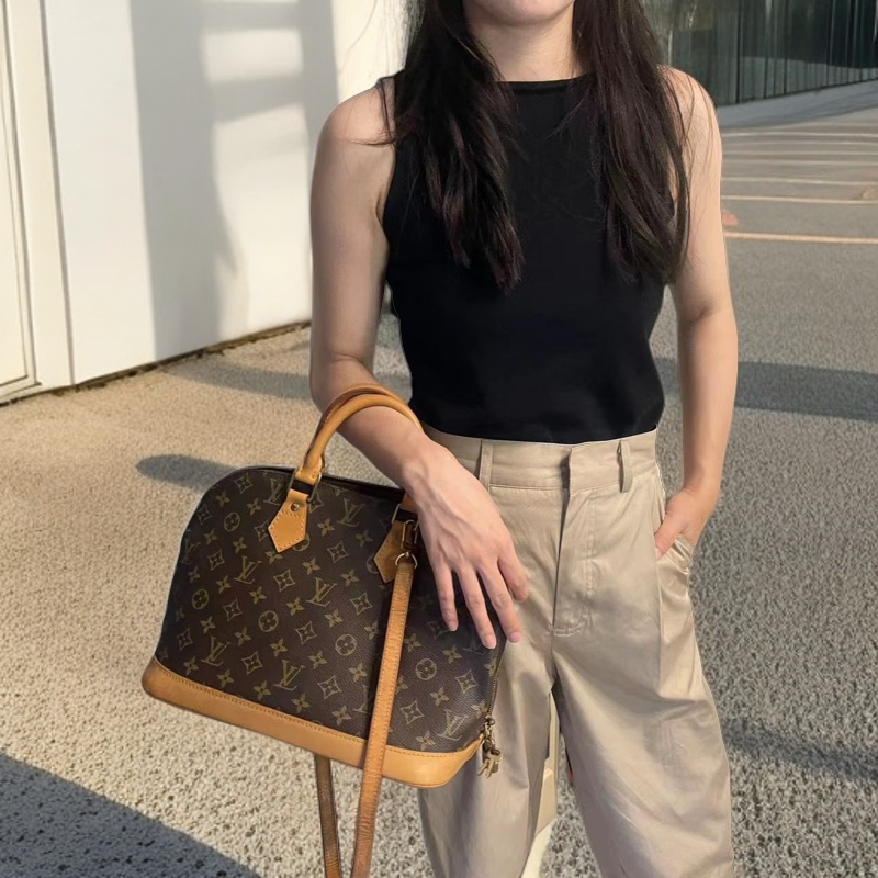 90新 LouisVuitton/路易威登 LV经典老花手提包贝壳