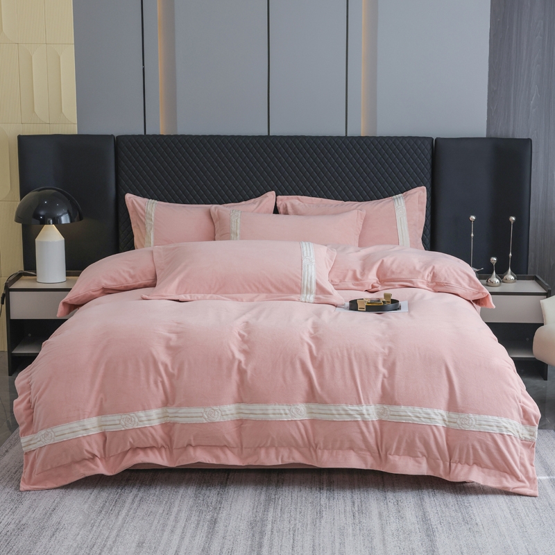 新款秋冬季高端婴儿绒四件套牛奶绒加厚法兰绒被套