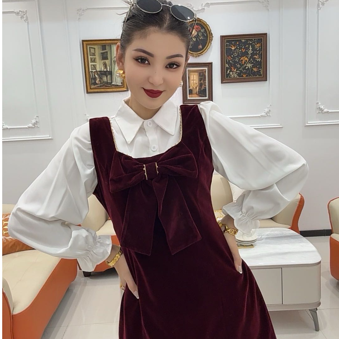 女新款kattik duhawa两件套套装连衣裙{送衬衫}