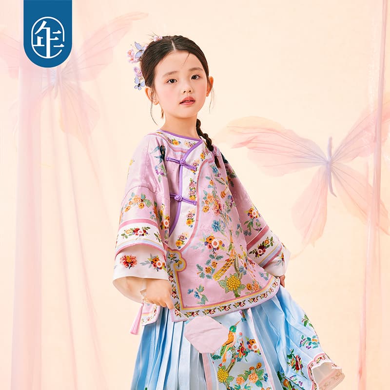 【重锦花朝旗装】女童新中式唐装外套2024秋女孩国风格格服上衣G