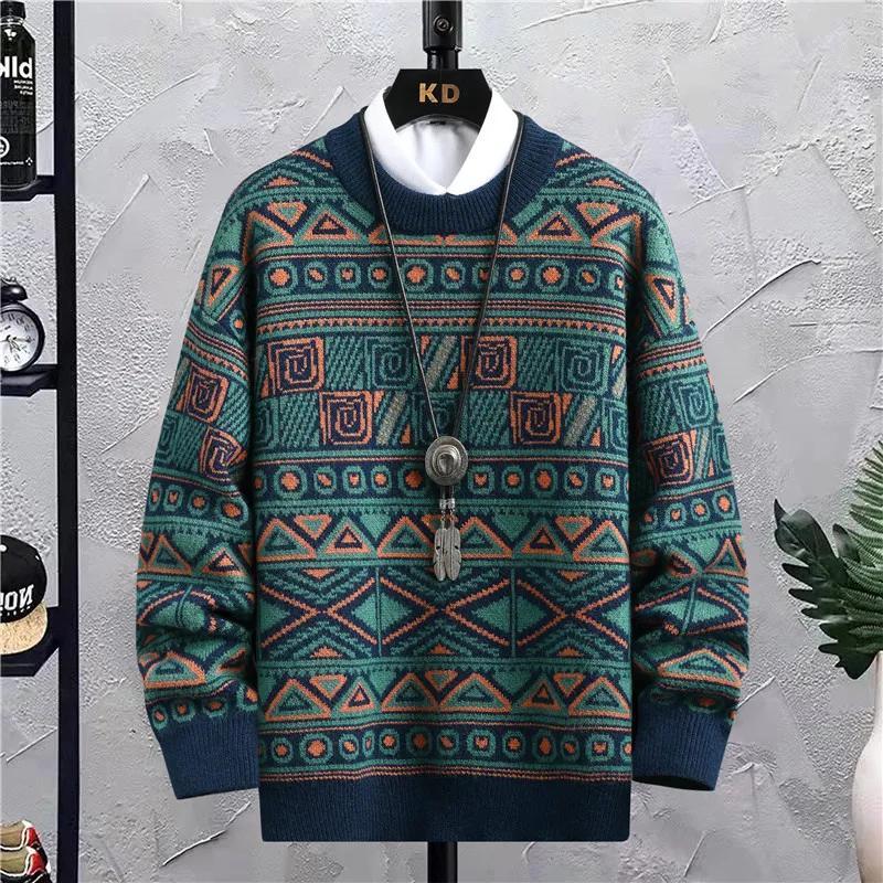 秋冬季男士毛衣圆领套头针织衫加厚保暖网红爆款复青少年打底衫