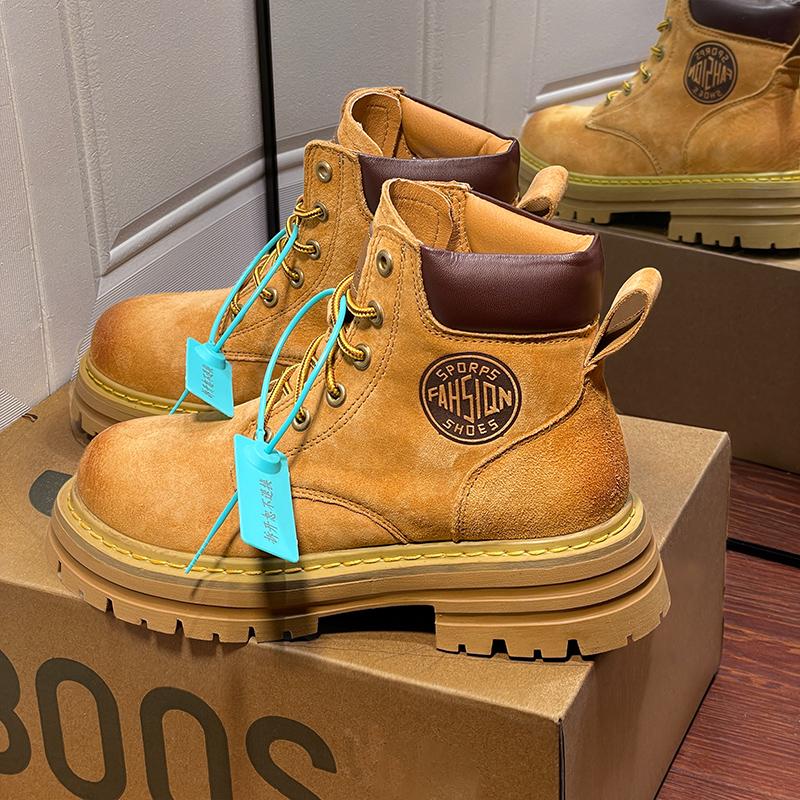 踢不烂马丁靴男女2025秋季情侣大黄靴厚底增高登山工装百搭男士靴