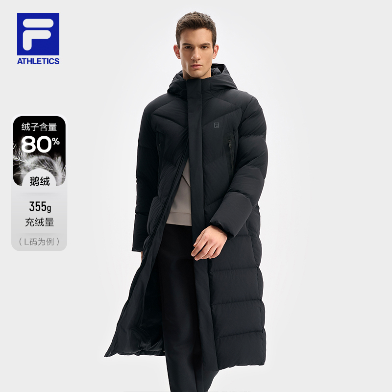 Fila/斐乐【高克重鹅绒】冬款舒适运动连帽长款羽绒服A11M441908F