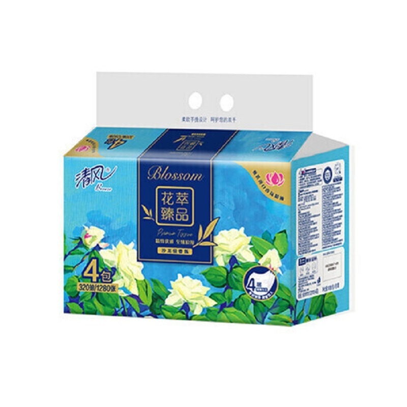 清风 花萃香氛压花面巾纸 4*80抽/1提（新老包装随机发货）