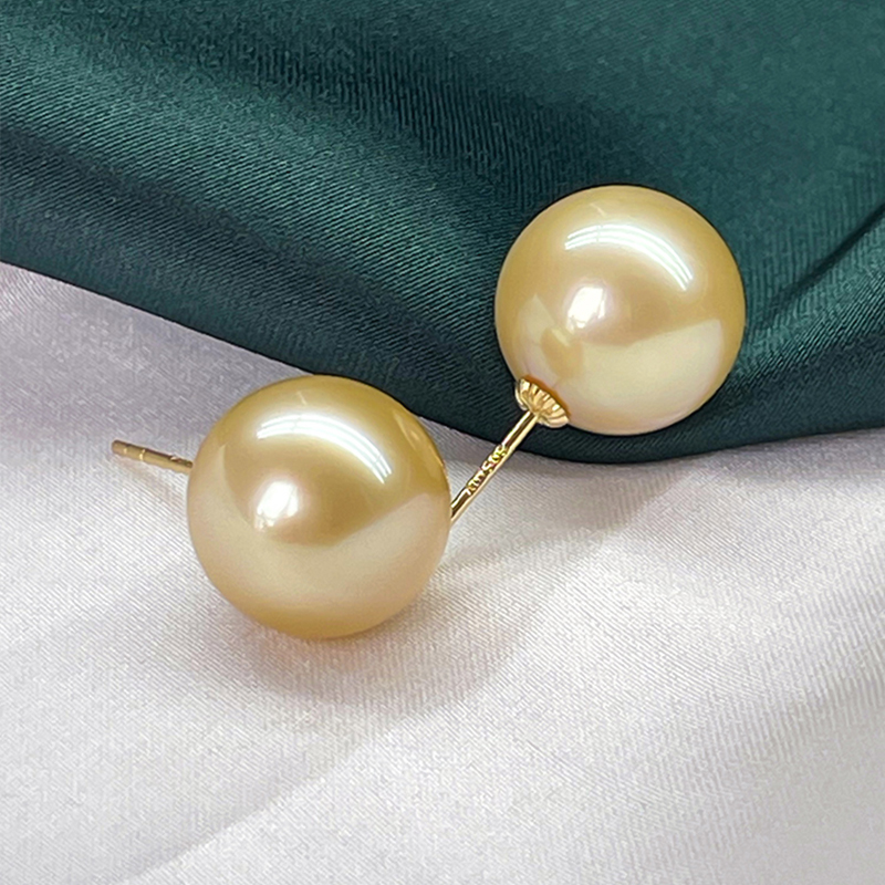 经典素钉9-15mm南洋金珠18K耳钉海水浅金干枯耳环耳饰多样性发一