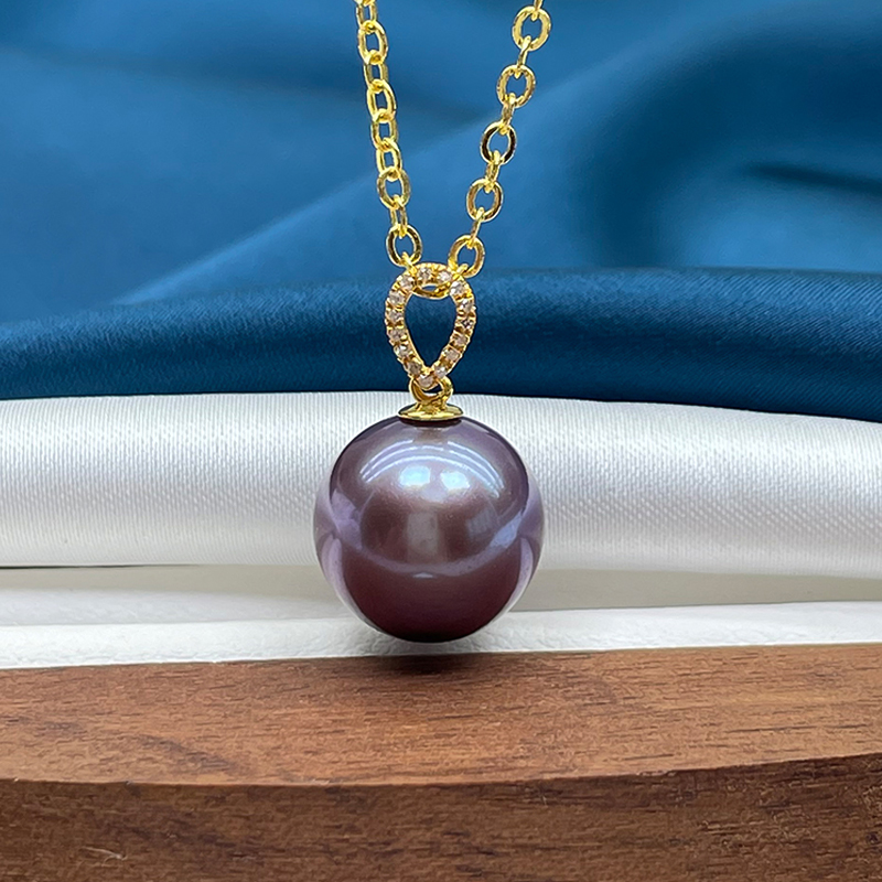 帝王紫18k钻石款妖紫爱迪生珍珠吊坠淡水不含项链多样性发一