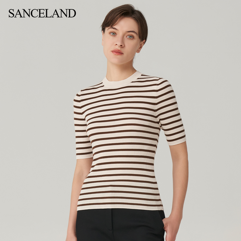 SANCELAND/三石一澜2023年秋季精纺绵羊毛毛衫套头衫SH31401007