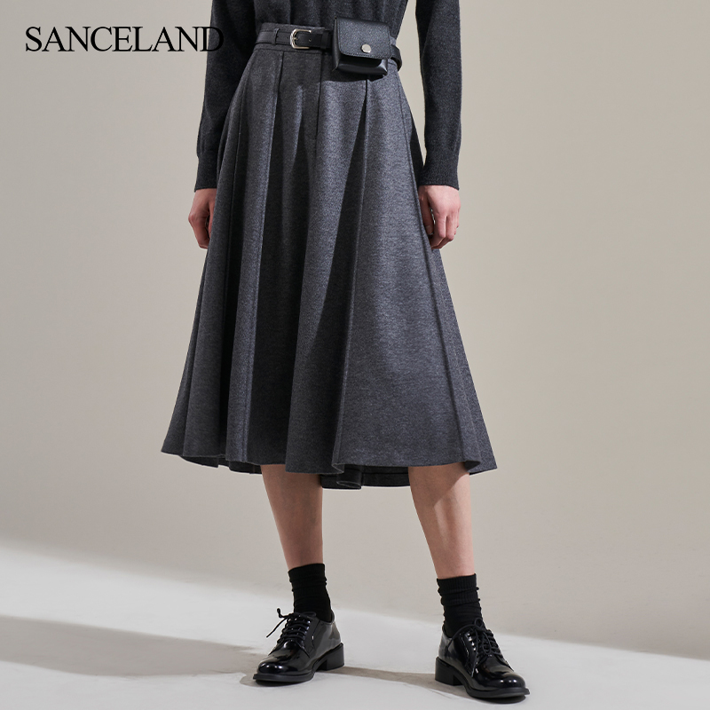 SANCELAND/三石一澜冬季绵羊毛半裙SH43103100