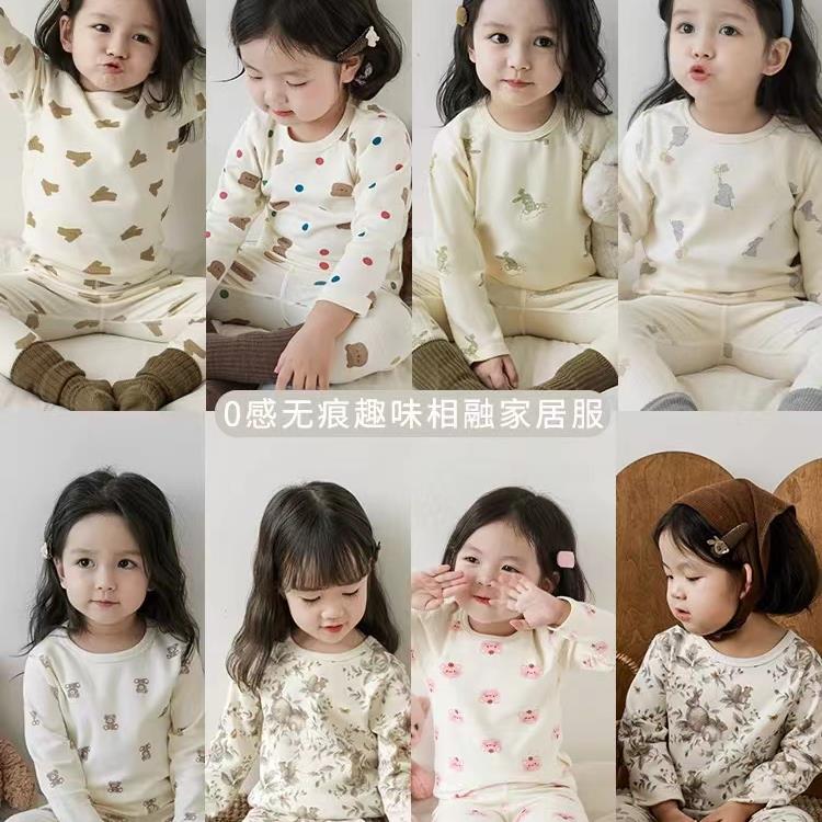 幼悠儿童加厚长袖宝宝套装秋季洋气女童保暖家居服汉服套装Q3235