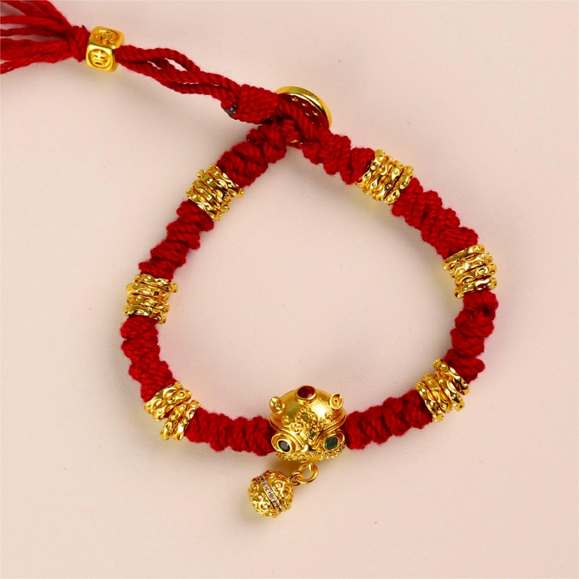 铜合金手链 醒狮手工版手链时尚情侣编织红色编绳手编可调节高货