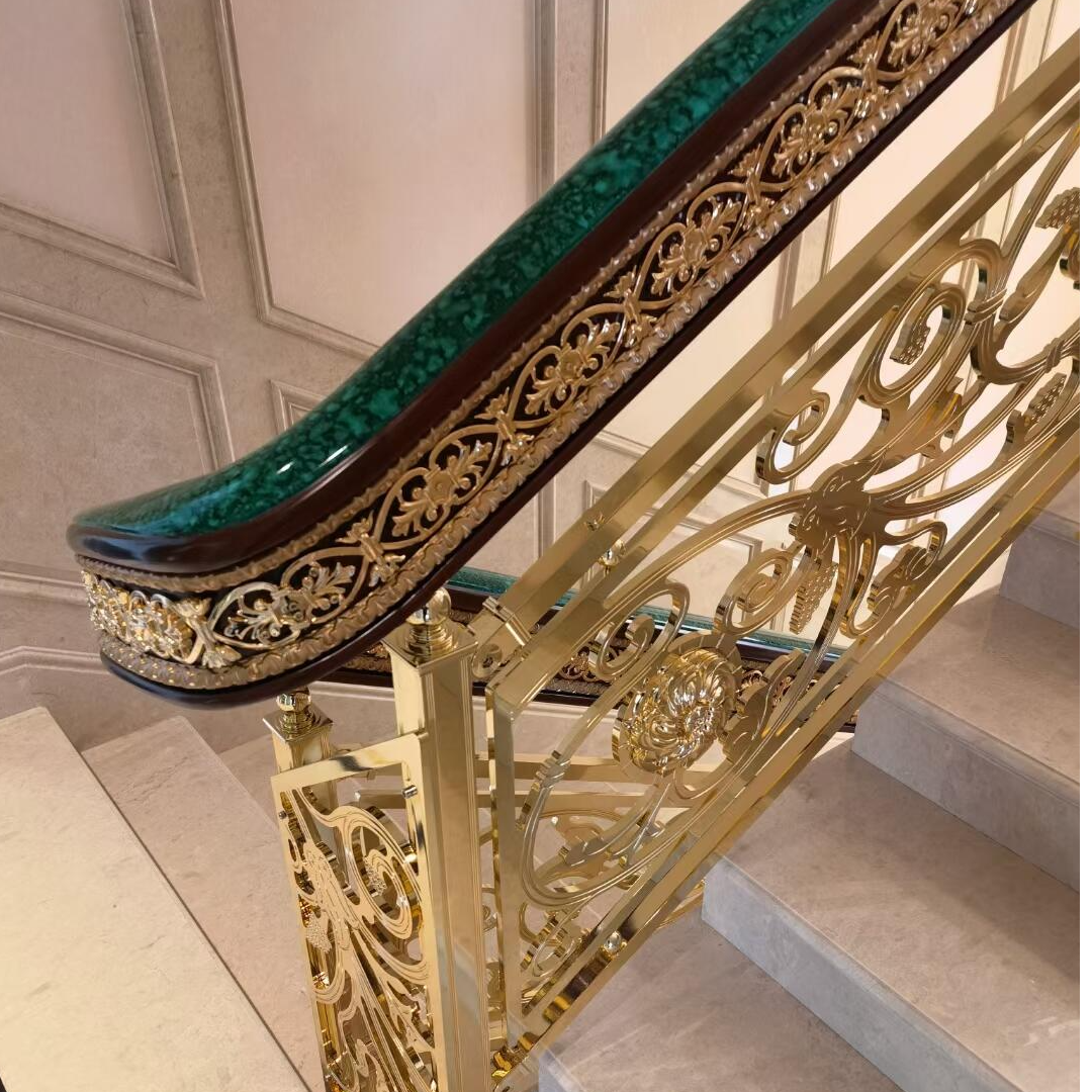 别墅纯铜楼梯扶手法式高端铜楼梯扶手业主喜爱款式