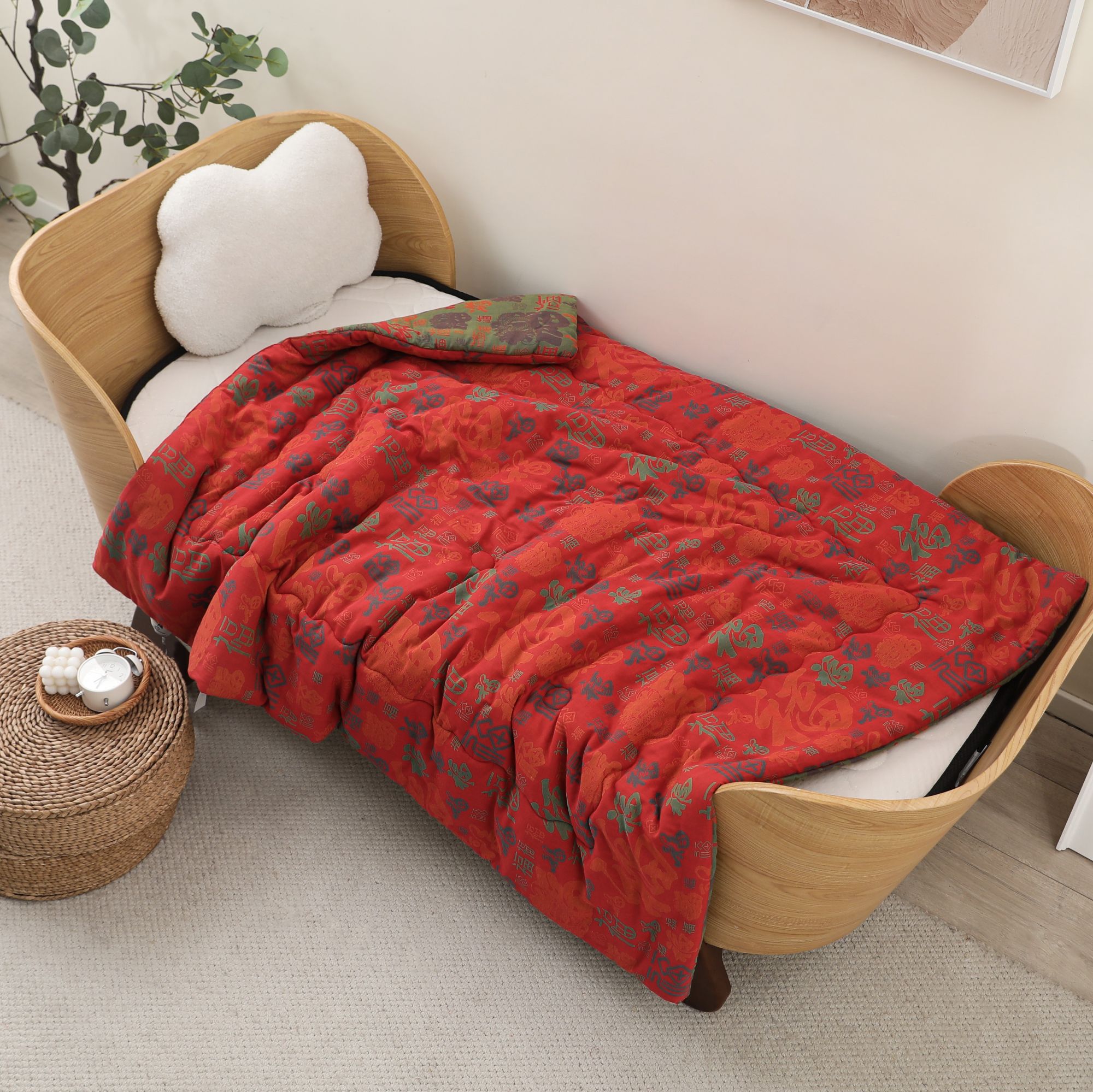 【小百福童被】1.2*1.5有氧纯棉冬被手工双层纱休闲被童被A类被子