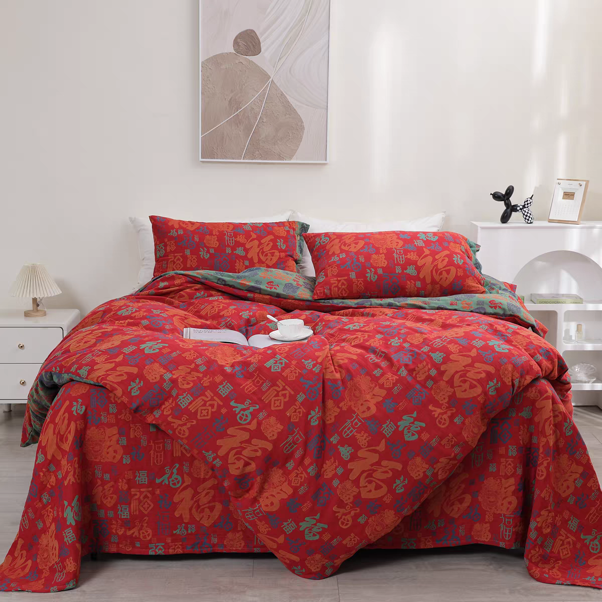 秋冬被-百福-200*230纯棉双层纱亲肤舒适大豆被6斤左右可机洗