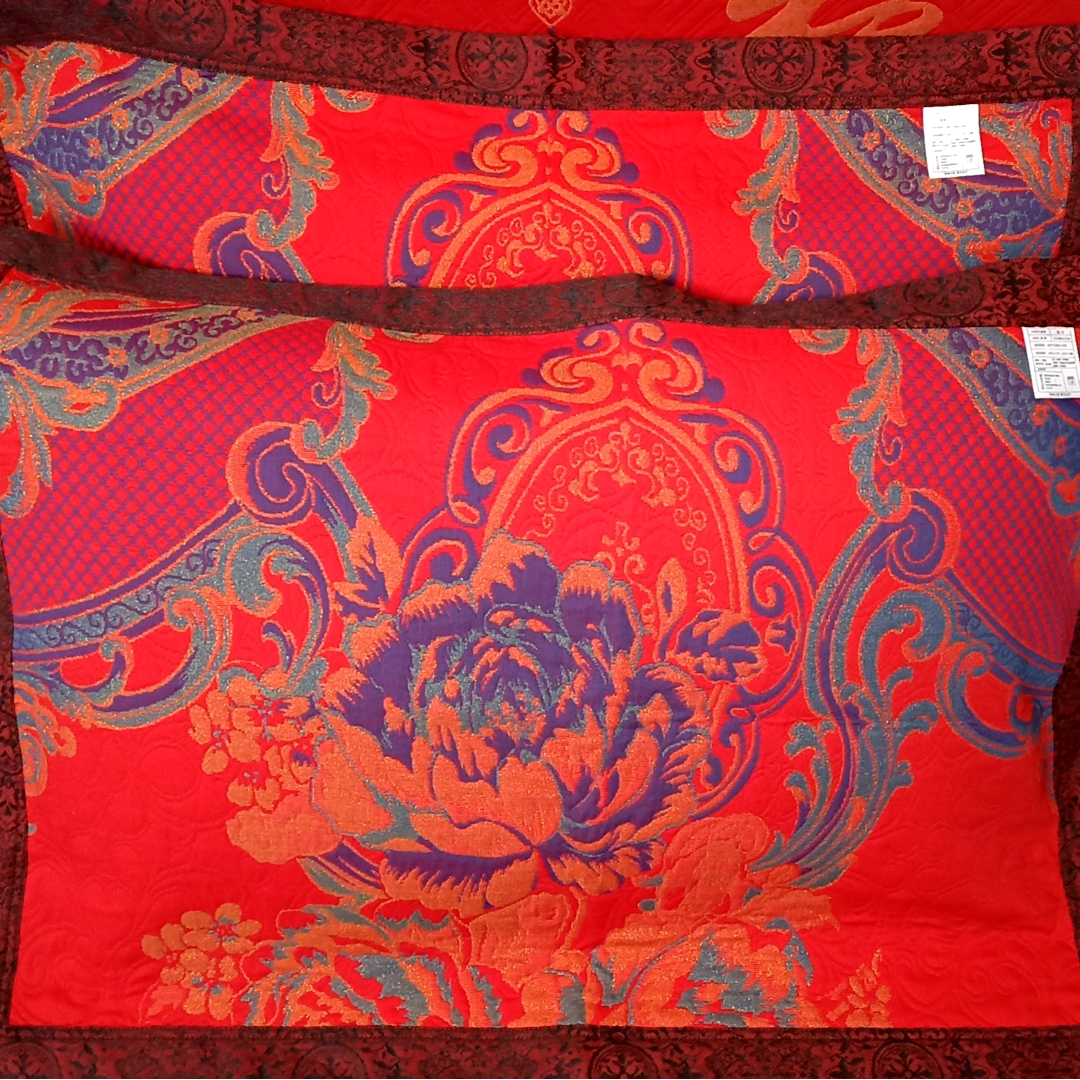 枕巾一对【大唐盛世】55*80床盖配套中国风大红色枕巾