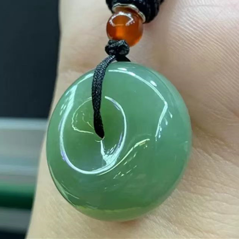 天然玉石东陵玉平安扣吊坠 宝宝玉坠 碧绿色挂件项坠男女款挂坠