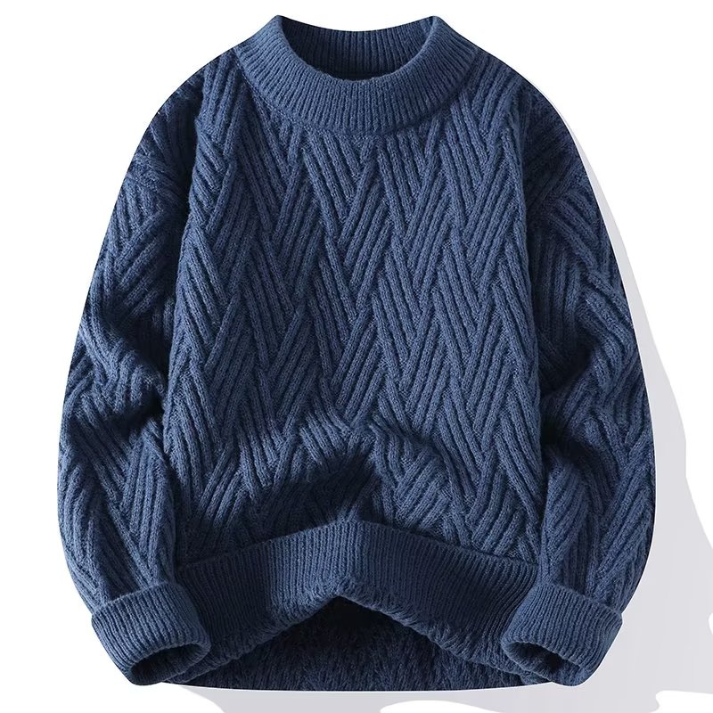 重磅刺绣卫衣男秋冬款加绒加厚针织打底衫潮牌简约高中生秋装上衣