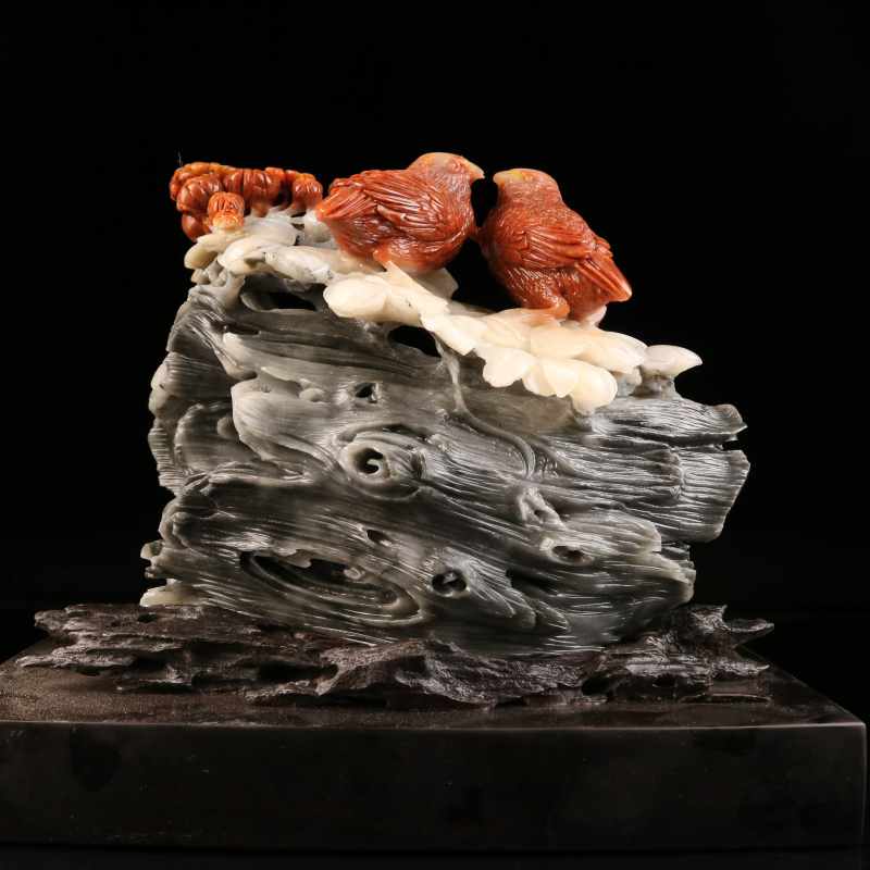 寿山高山石 安居乐业 圆雕摆件家居摆设雕刻老料