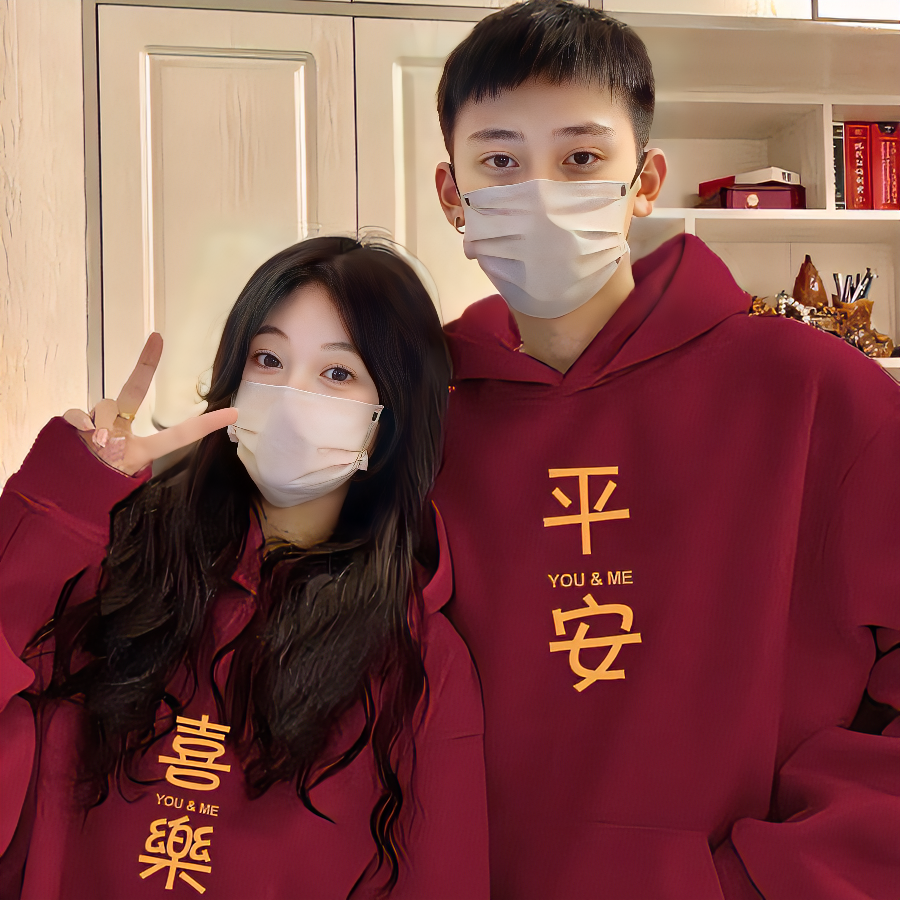 龙年本命年酒红色情侣装卫衣连帽加绒秋冬不一样ins超火订婚外套