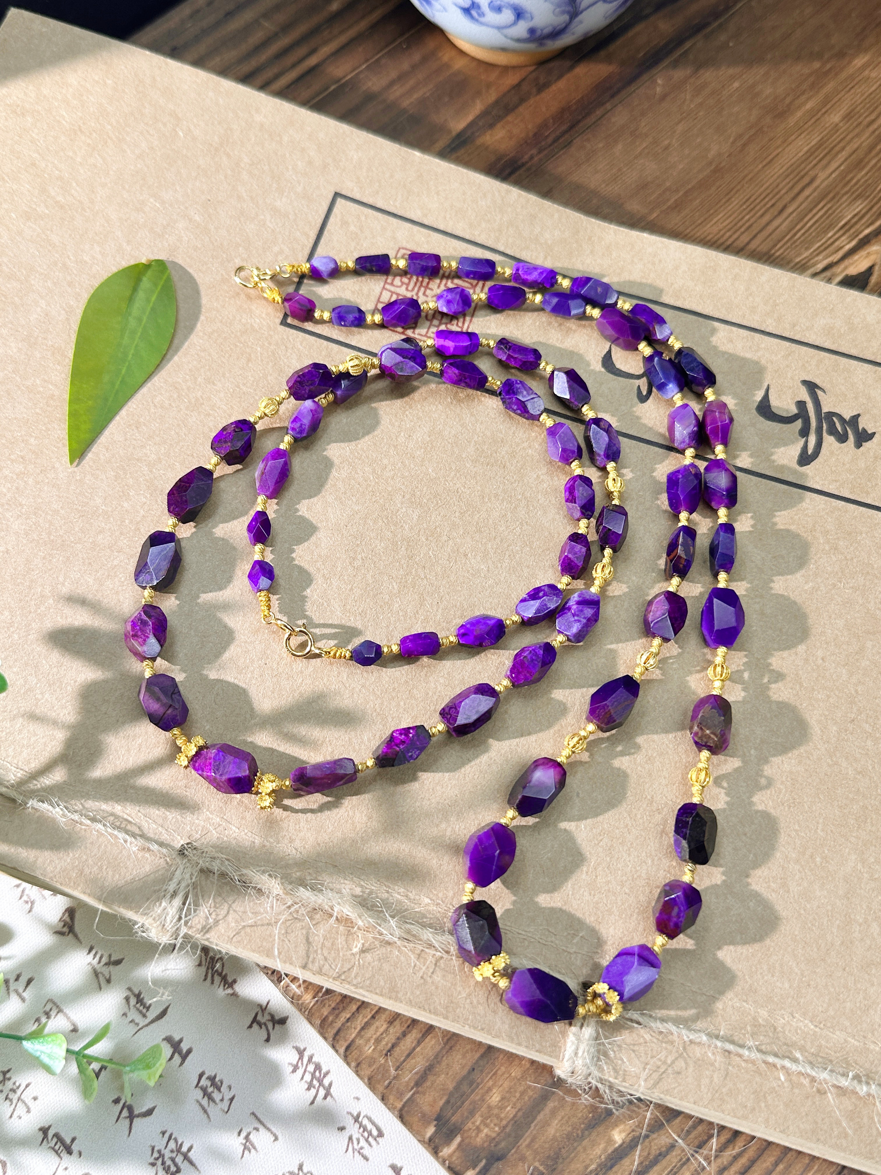 18k金/南非老矿 舒俱来果冻料皇家紫炫彩项链@多样性发其一