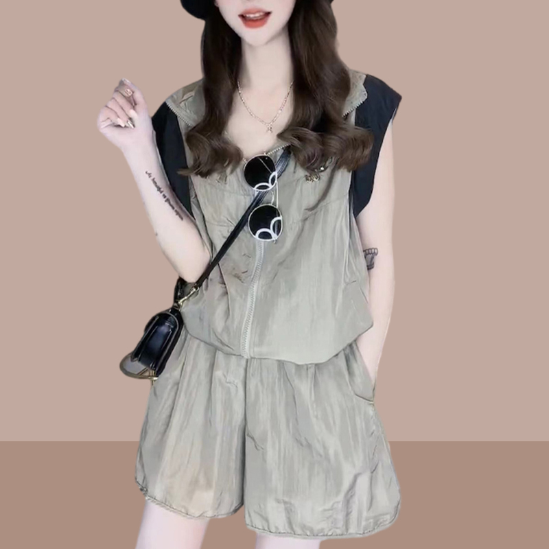 宽松小个子休闲运动套装女士2025夏季新款时尚洋气减龄短裤两件套