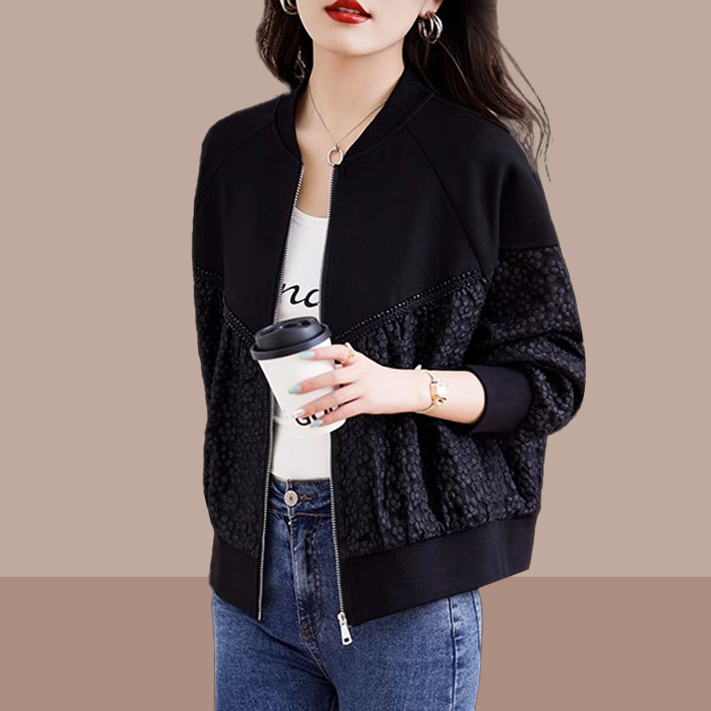 黑色棒球服女2025春秋新款小个子气质外套高级感休闲大码卫衣开衫