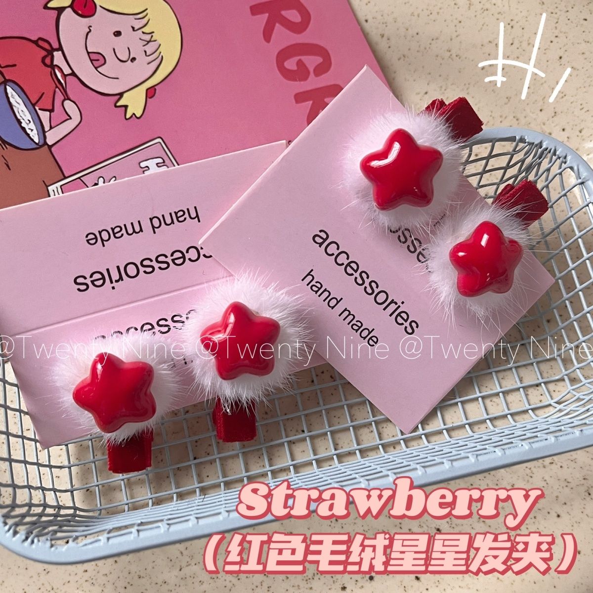 温暖毛绒蝴蝶结发夹圣诞刘海夹公主头发夹碎发夹甜美日韩发饰