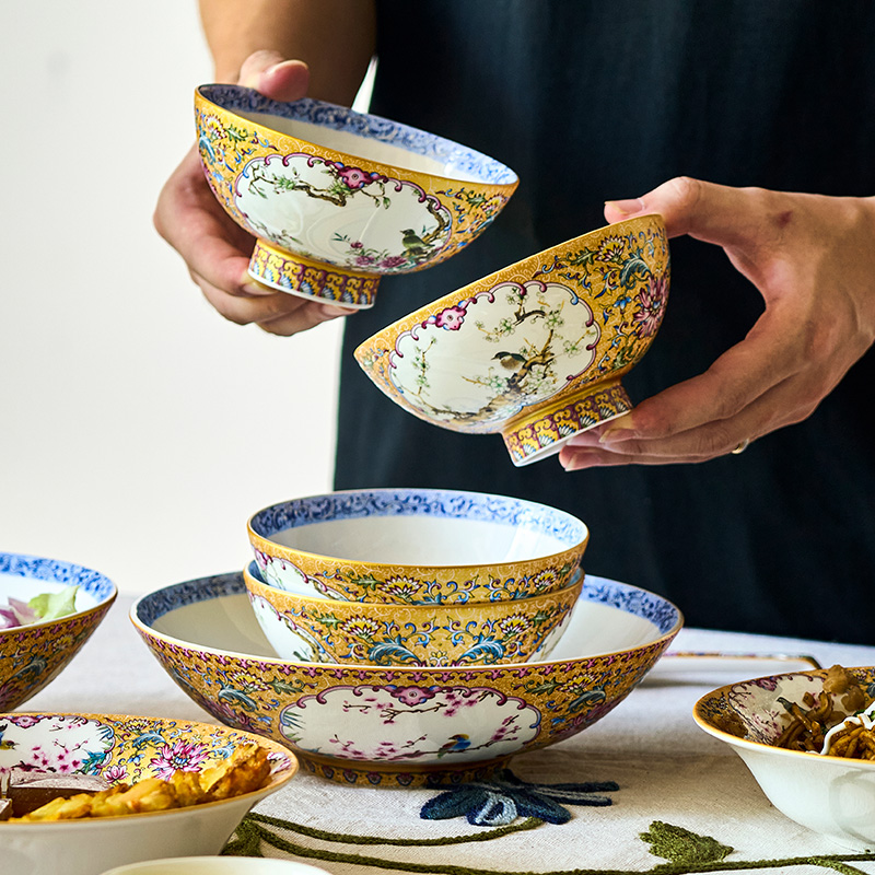 【报喜饭碗】景德镇珐琅彩碗碟餐具米饭碗国风家用高品质中式陶瓷碗