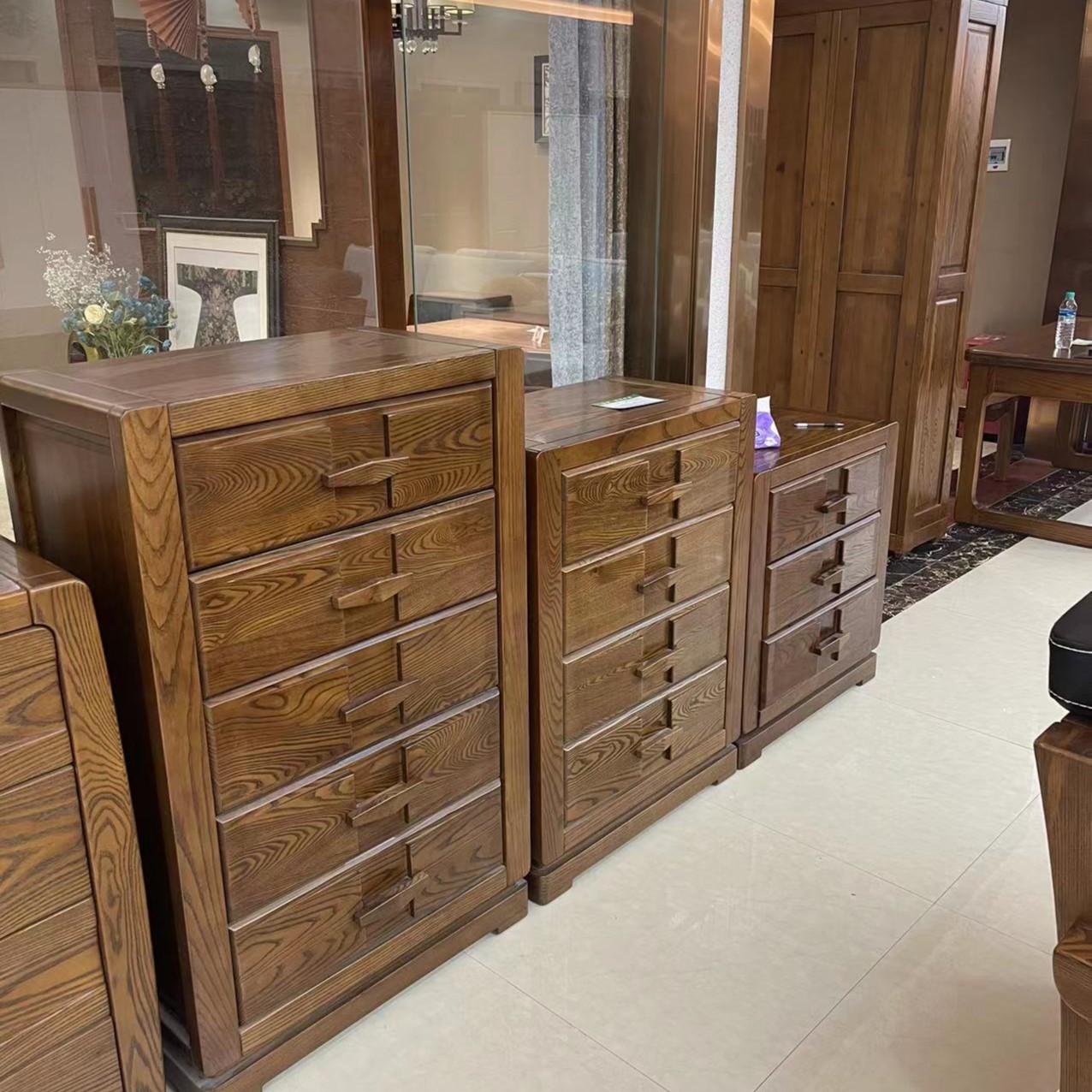 中式白蜡木斗柜三斗柜四斗柜四斗柜抽屉式储物边柜客厅储物柜