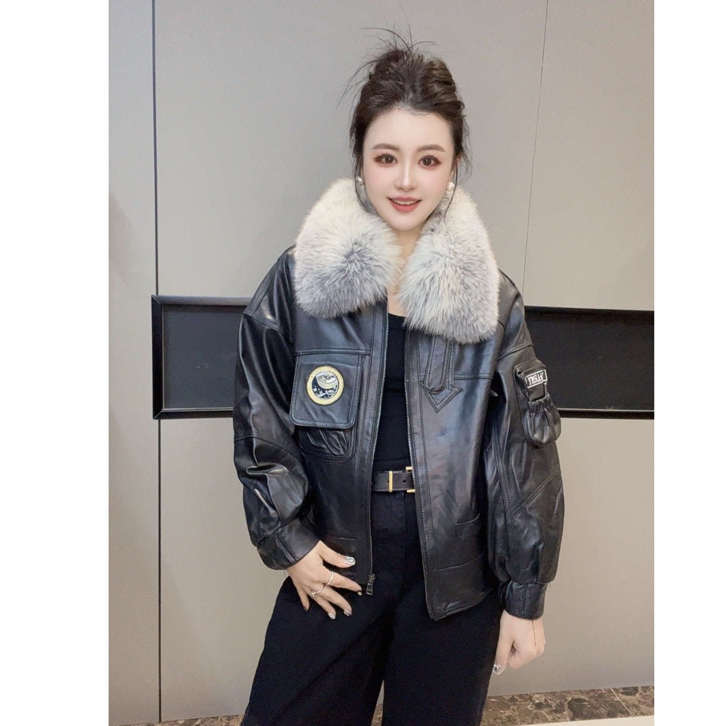 9986-2024新款真皮绵羊皮女款外套时尚冬季女士百搭宽松韩版网红