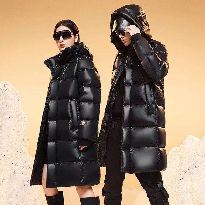 鹅绒服黑金八格高端羽绒棉加厚男女长款过膝极寒冬季外套三防免洗