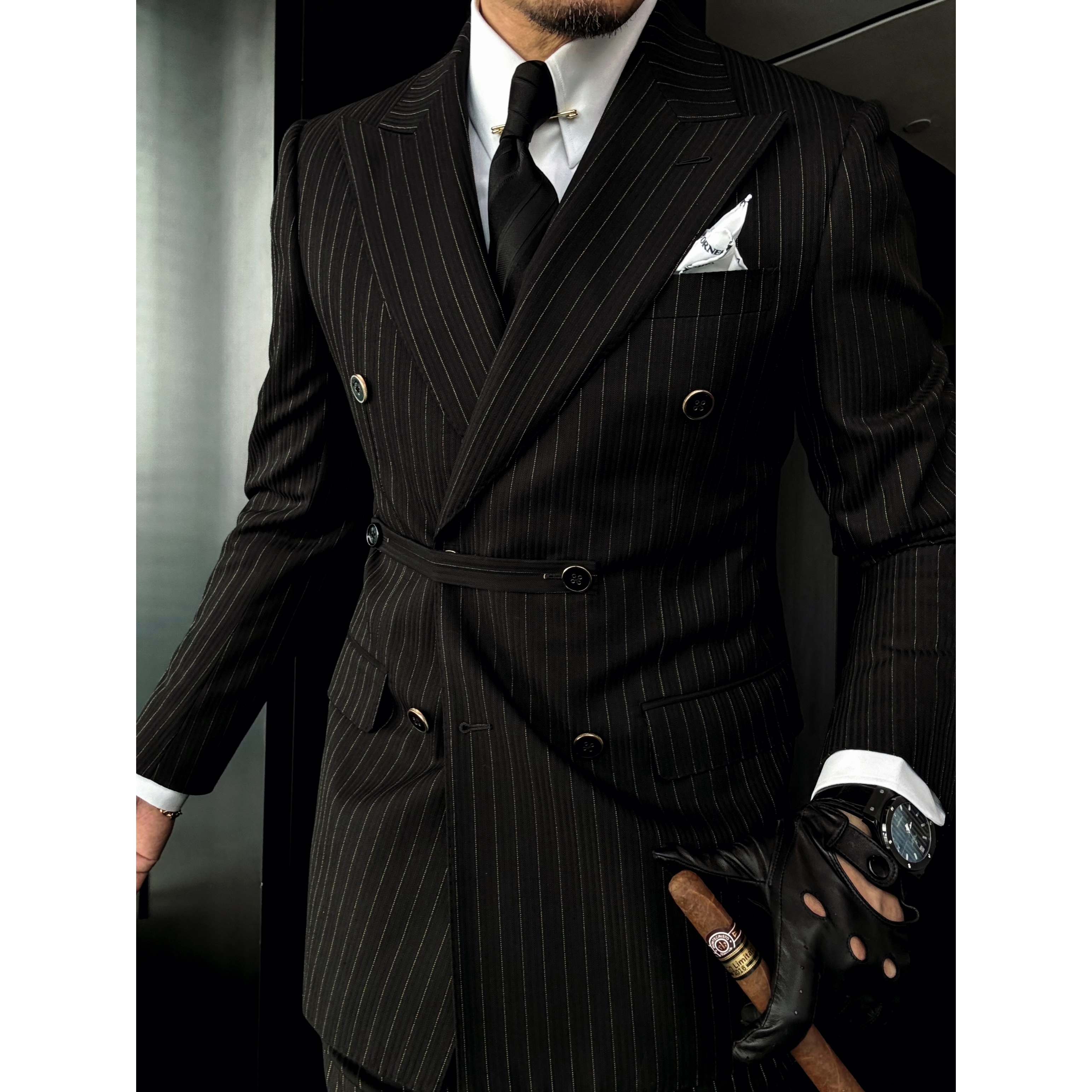 DRUNKCORNER｜紫标系列｜金粉世家双排戗驳领布袢半麻衬西服套装