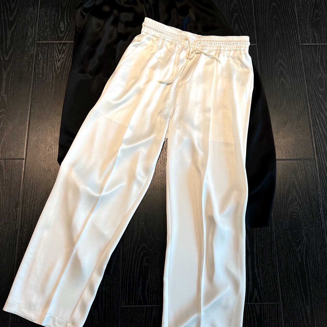 DRUNKCORNER超薄抽绳直筒裤时尚阔腿轻奢设计师休闲显瘦休闲裤