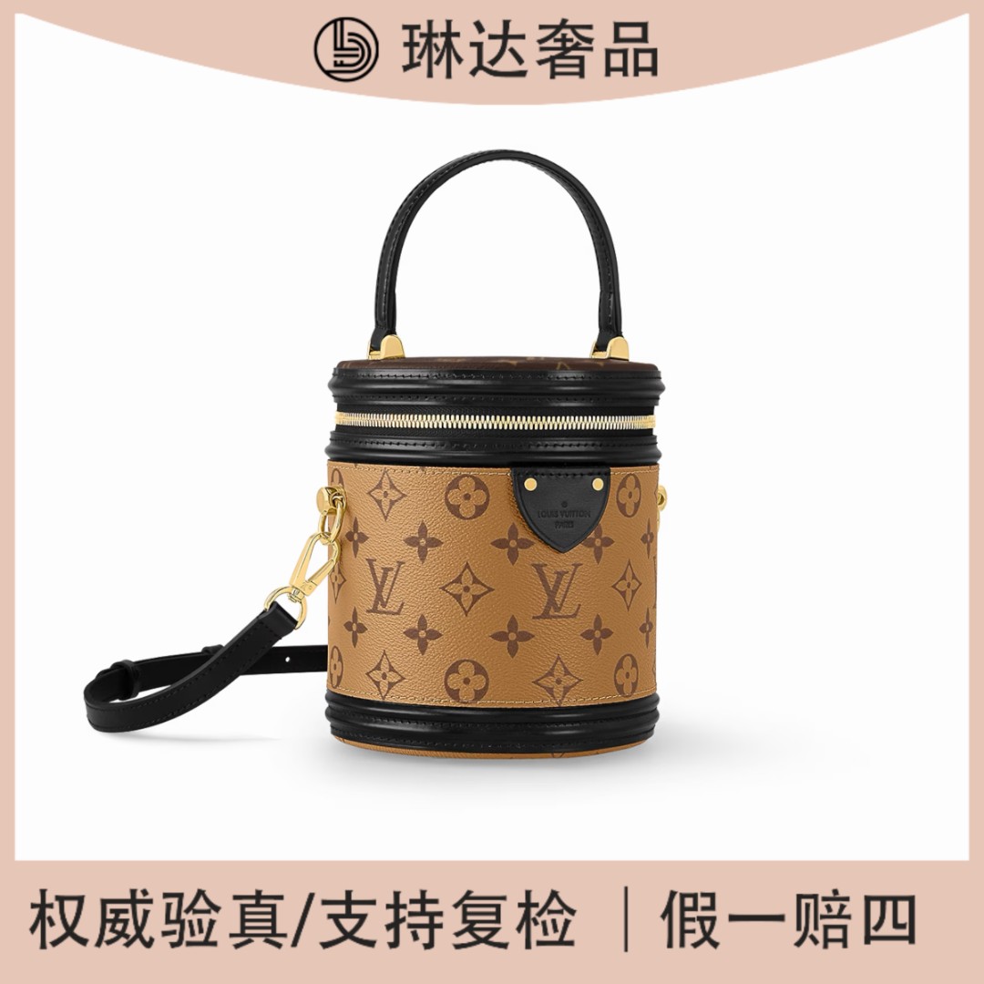 99新 LouisVuitton/路易威登 经典拼色老花发财桶手提单肩斜跨包