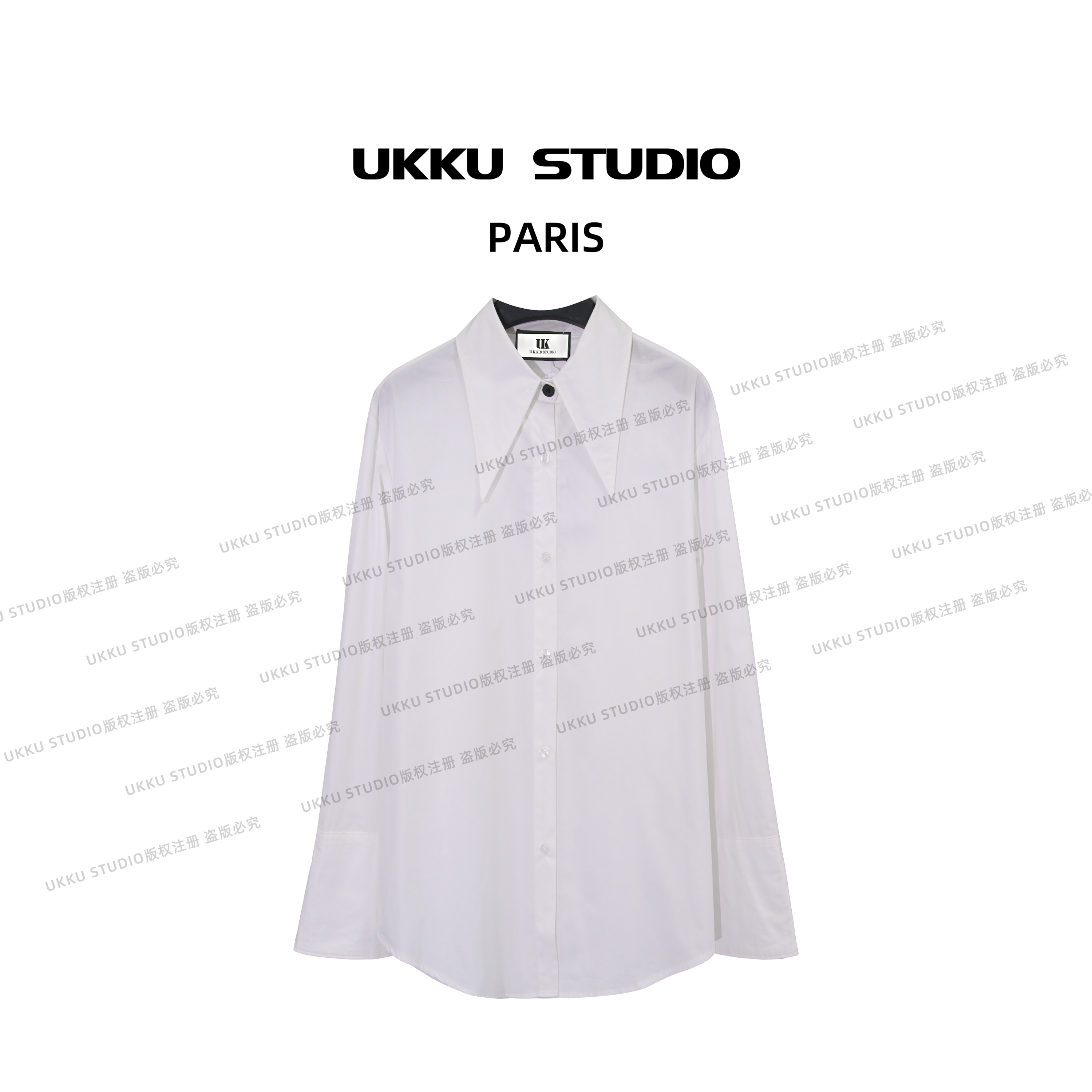 【UKKUSKUDIO】设计师款秋冬内搭打底气质白衬衫2210204