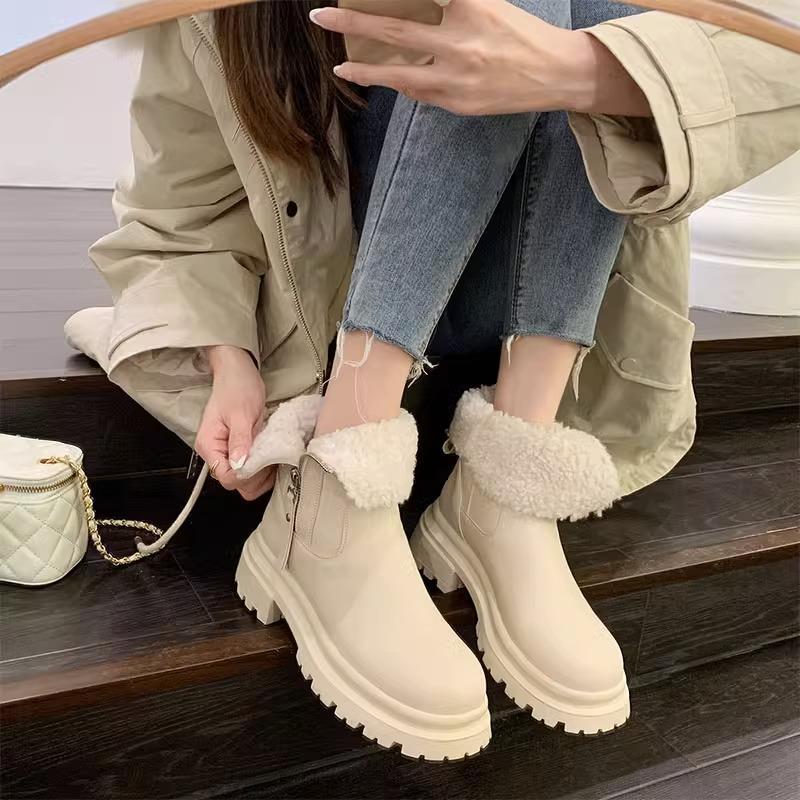 回力瑞羔毛保暖加绒雪地靴女鞋子2023年秋冬季新款厚底短靴棉鞋