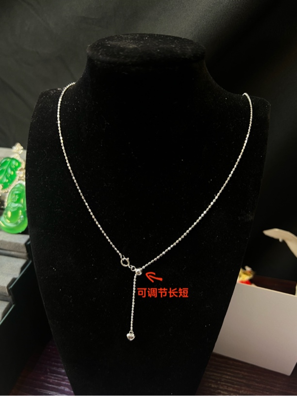 链子925银 万能银色简约时尚百搭小米珠可调节素款强光仙女抽拉链