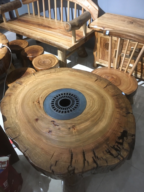 香樟木围炉煮茶桌