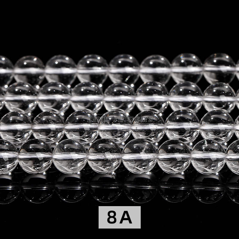 8A天然白水晶散珠 diy饰品配件手链串珠圆珠半成品-多样性发一