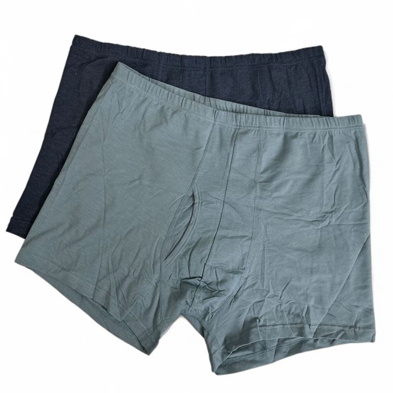 男士老人纯色棉内裤中高腰宽松大码舒适透气天空仓四角裤2条装