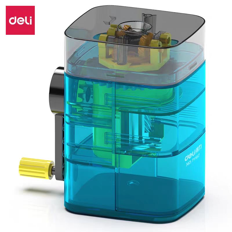 QW-得力-71162-透明机身削笔机高颜值手摇卷笔刀（款式不选）