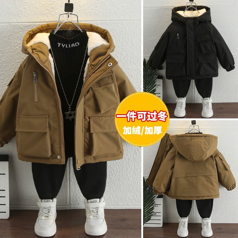 新品巴拉巴拉男童冬装棉服2023新款中大童装冬款加绒加厚派克服宝