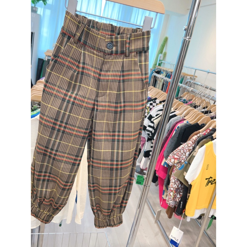 韩版春秋幼儿园3岁洋气男宝宝格子休闲裤百搭长裤束腿  F1052