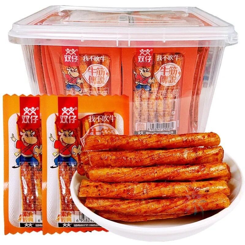双仔牛筋传说辣条牛板筋网红麻辣小吃休闲零食素食豆/0lb蔬菜组合