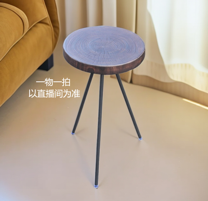手工创意实木休闲铁艺角几家用客厅餐厅阳台边几原木香樟木小茶几