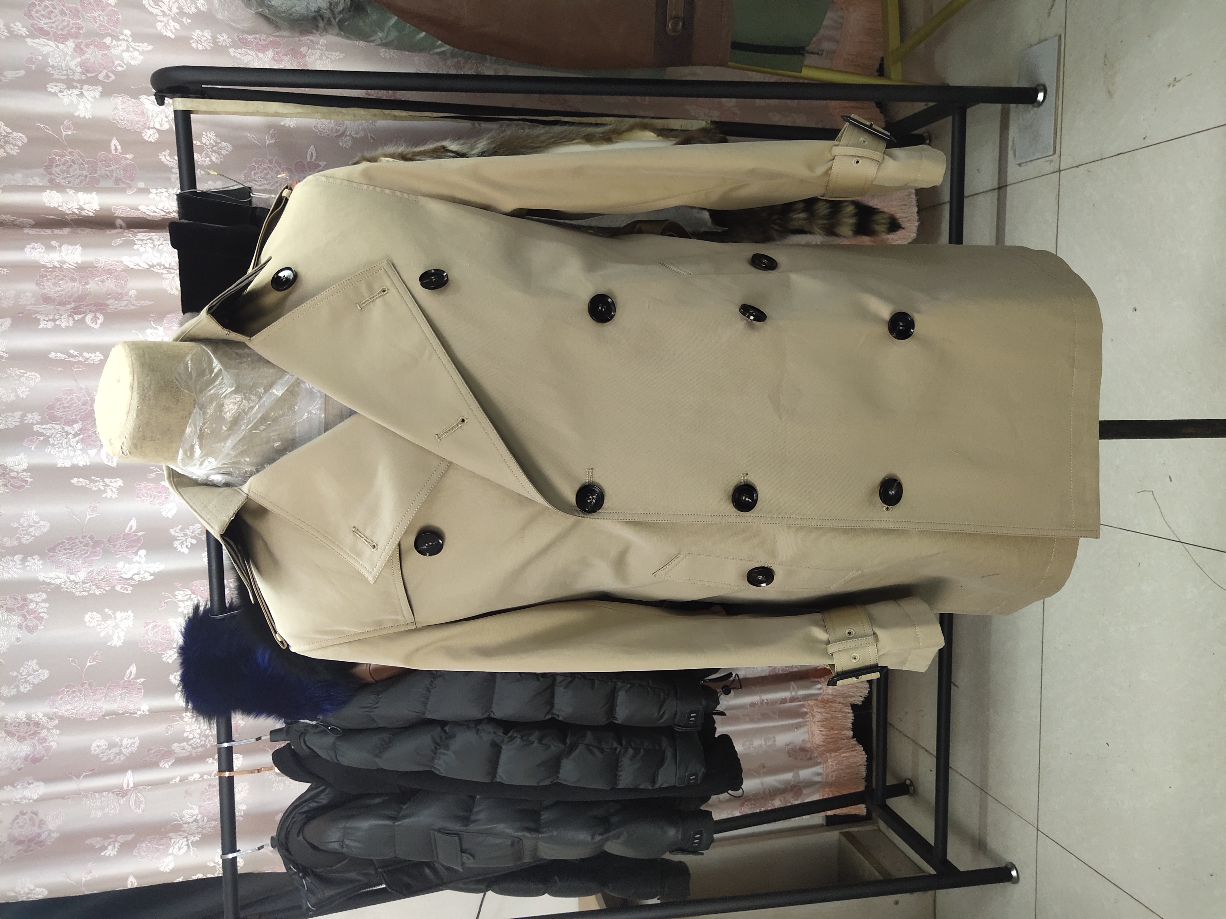 【高端定制】卡其色双排扣男装经典风衣中长款休闲