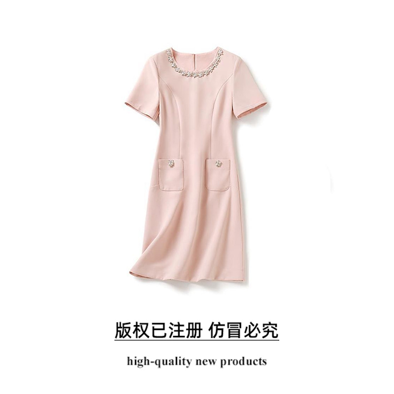 【奢姿】大码女装2024夏季钉珠装饰裙子胖妹妹时尚A153