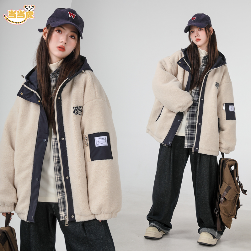 【夹棉保暖毛绒外套】宽松加厚休闲冬季保暖女大童初高中学生棉服